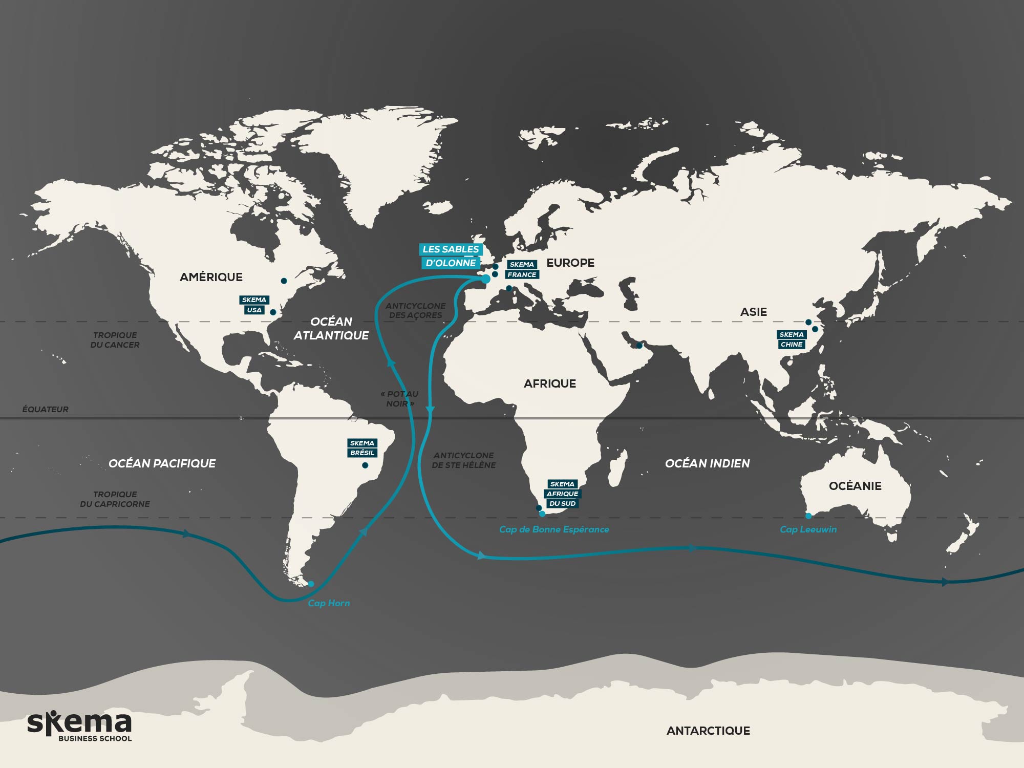 Carte du parcours Vendée Globe 2024