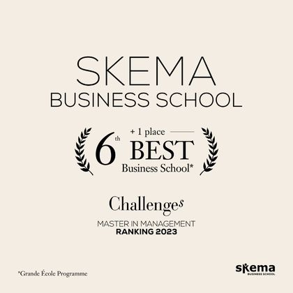 Classificação das escolas de negócios de 2023 da revista Challenges: SKEMA no Top 6